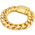 17MM Thick 316L Stainless Steel Cuban Link Chain Waterproof Gold Color Men's Bracelets Minimalist Retro Male Jewelry
