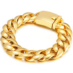 17MM Thick 316L Stainless Steel Cuban Link Chain Waterproof Gold Color Men's Bracelets Minimalist Retro Male Jewelry