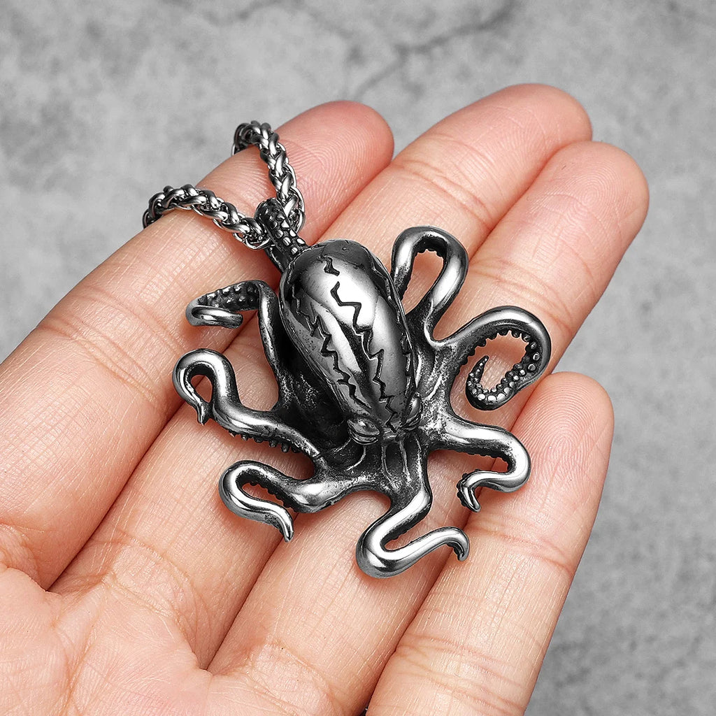 Octopus Tentacles Men Necklaces with Pendant Stainless Steel Jewelry for Male Women Punk Hip Hop Accessories Gifts