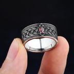 316L Stainless Steel Viking Knot Ring With Red Men Vintage Nordic Viking Totem Odin Men Rings Jewelry Party Gift