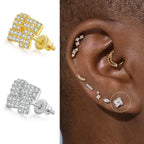 Iced Out Zircon Stud Earrings Stainless Steel CZ