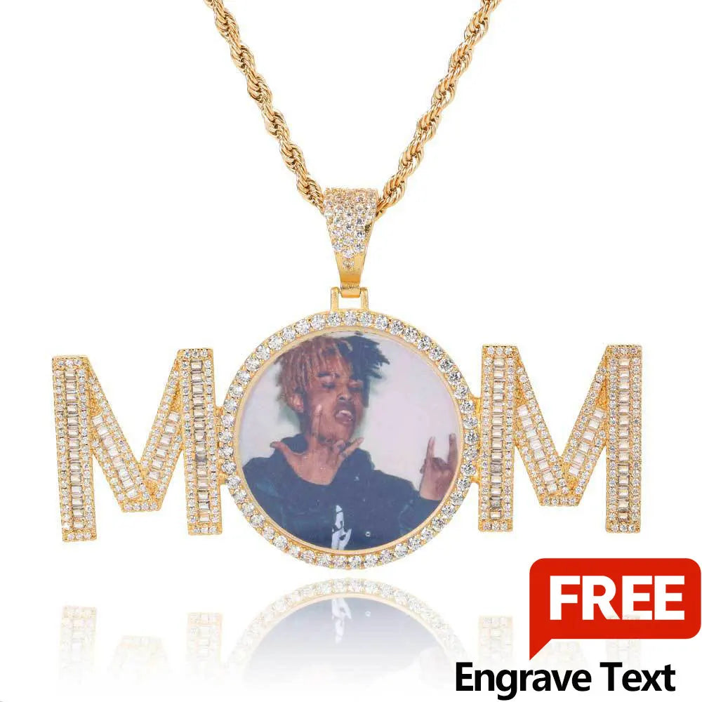 Iced Out Photo Pendant Necklace Memory