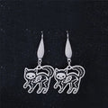 Skull Cat Silver Earrings Gothic Dangle Small