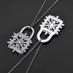 Iced Out Snowflake Pendant Necklace Stainless Steel