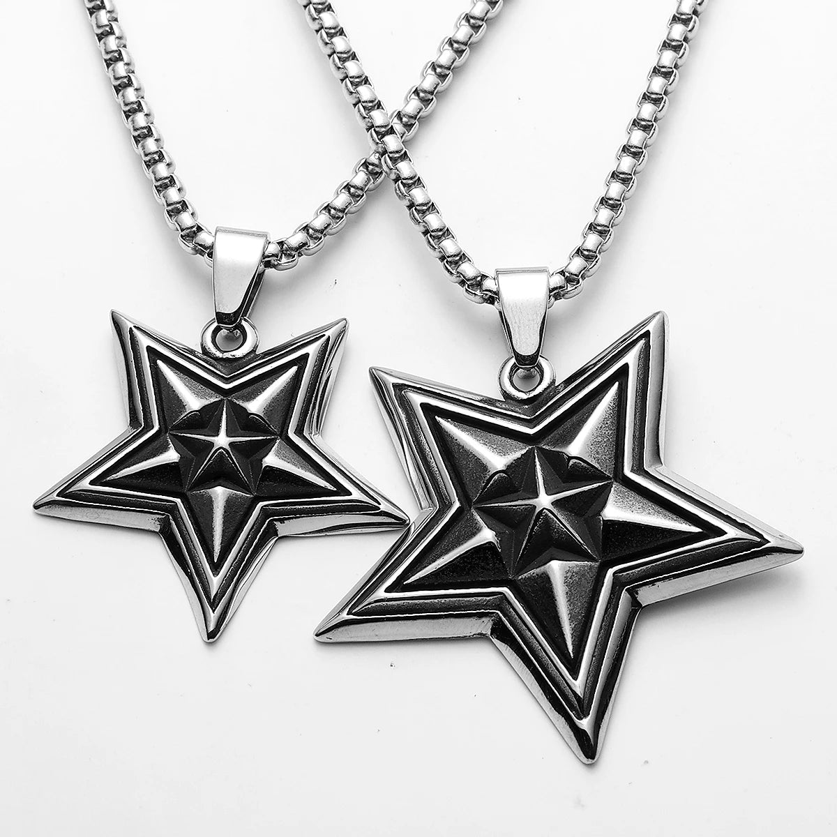 Star Pentagram Pendant Necklace Stainless Steel