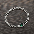 Iced Out Cuban Bracelet Stainless Steel Square Stone
