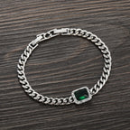 Iced Out Cuban Bracelet Stainless Steel Square Stone