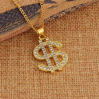Dollar Sign Coin Pendant Necklace — Gold-Tone