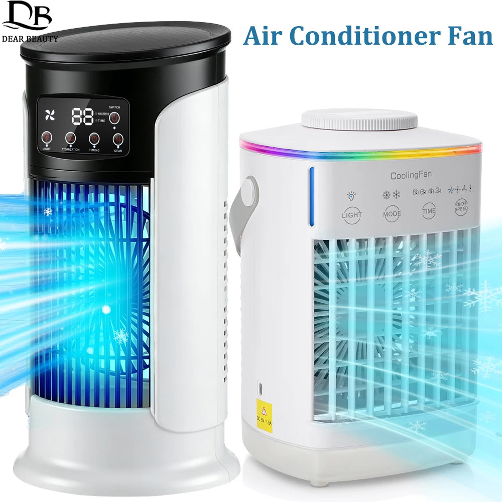Desktop Air Conditioner Fan Portable Air Cooler Fan With LED Night Light Humidifier Mini Water & Ice Cooling Fan For