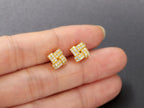 Iced Out Zircon Stud Earrings Stainless Steel CZ