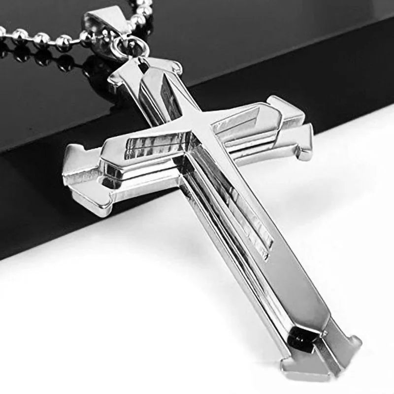 Iced Out Cross Black Pendant Zircon Punk