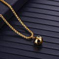 Football Pendant Box Chain Necklace — Stainless Steel