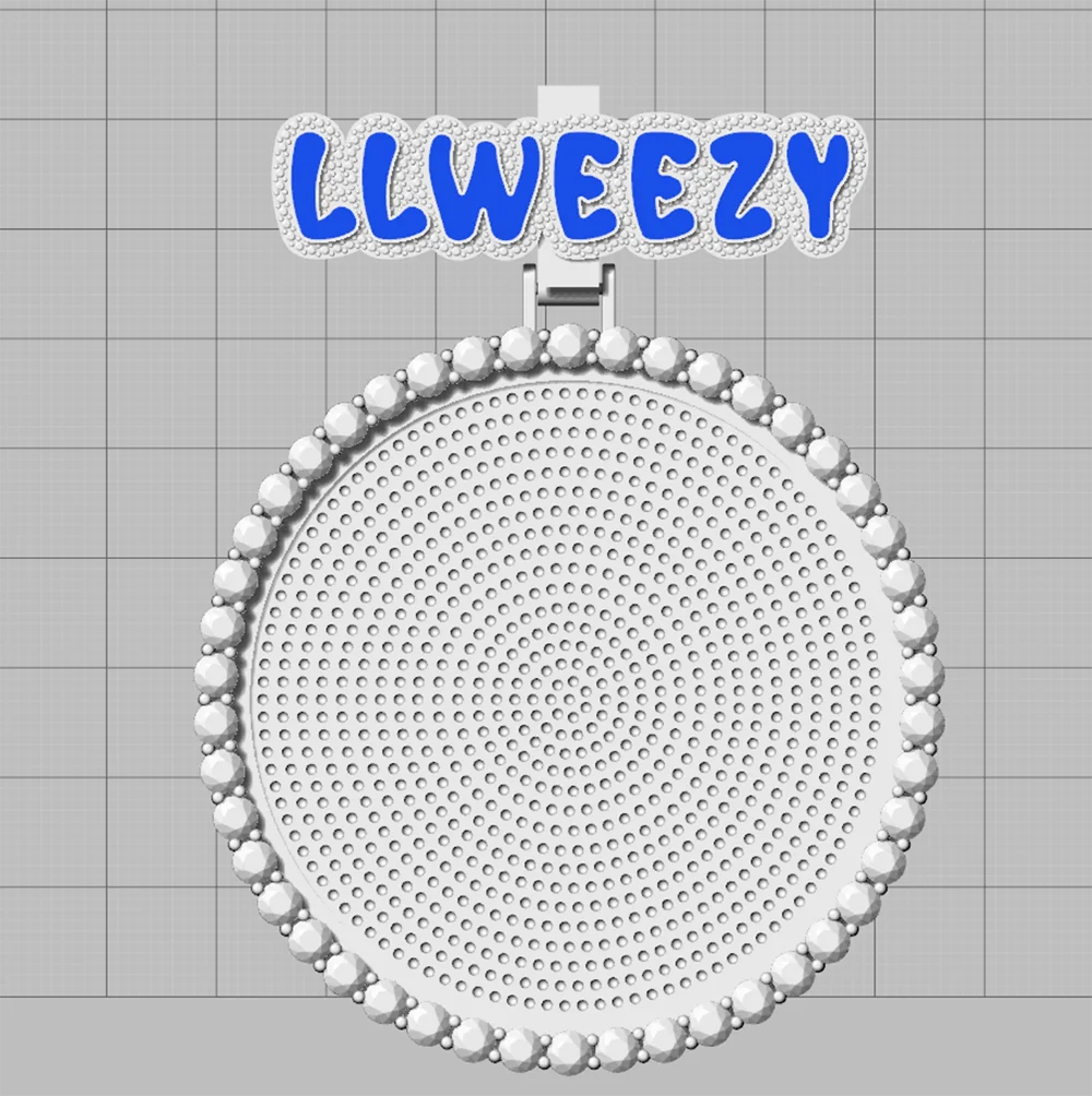 Iced Out Letter Photo Pendant Necklace 68MM Circle