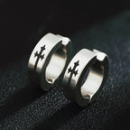 Retro Cross Non Pierced Ear Clips For Men Women Stainless Steel Clip On Earrings Punk Gothic Rock Hiphop Unisex Jewelry
