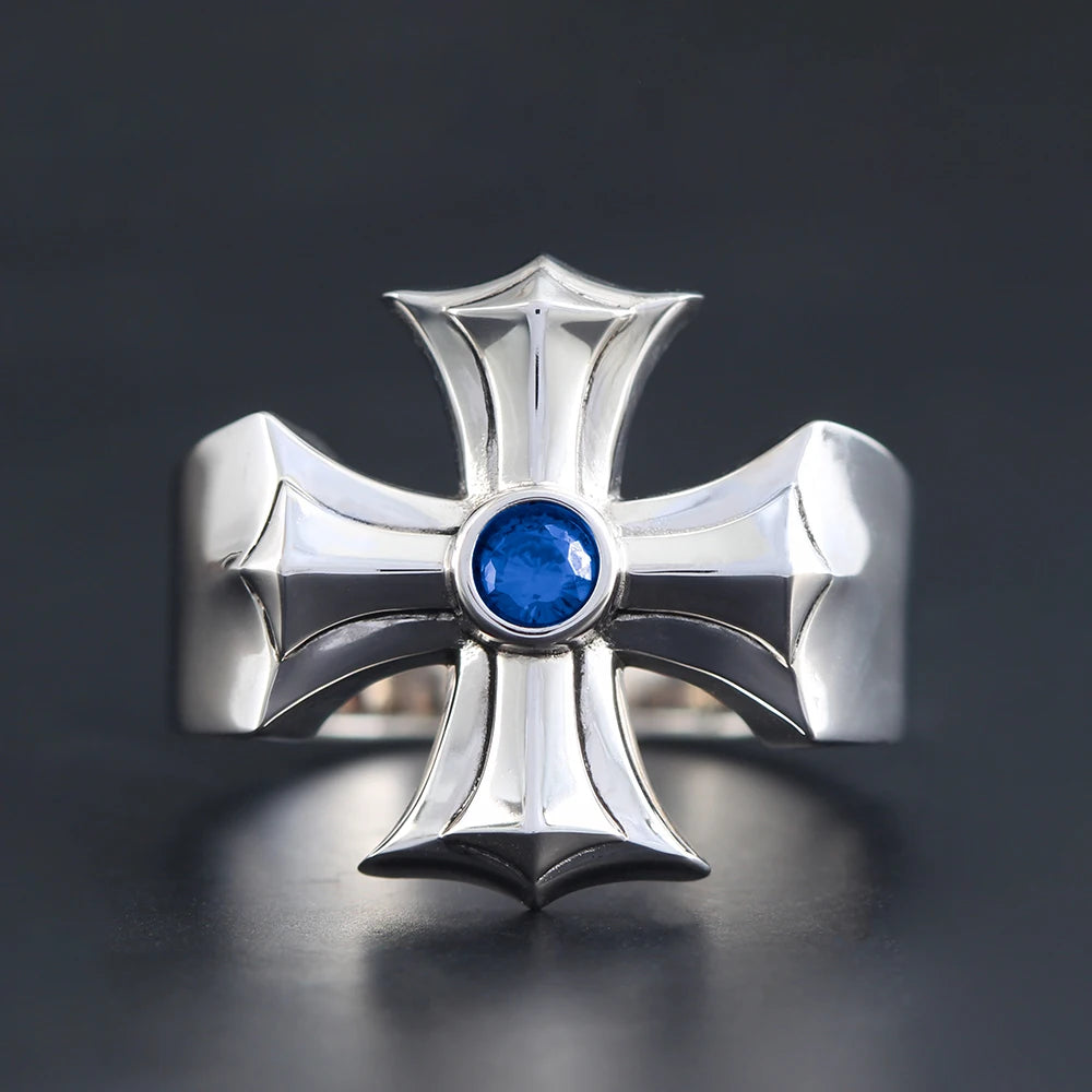 Iced Out Cross Jesus Ring — 925 Silver