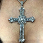 14K White Gold Lab Diamond Cross Pendant Party Wedding Pendants Necklace for Women Men Anniversary Jewelry Gift