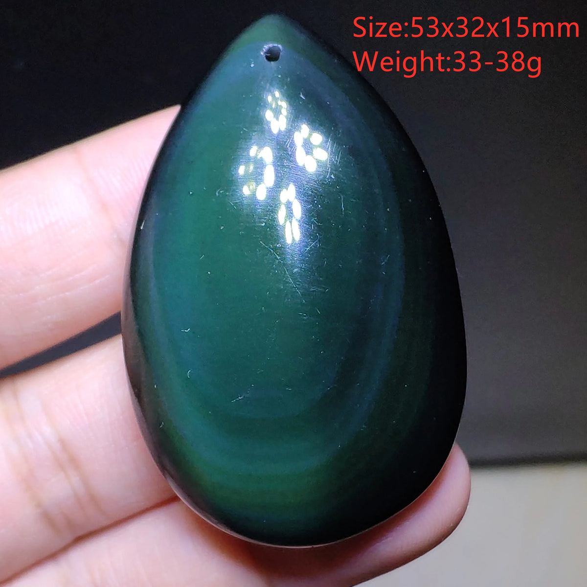 Natural Black Obsidian Rainbow Green Purple Flash Light Pendant Water Drop Necklace Drop Shipping
