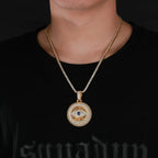 European and American cross-border hot sales ins new devil's eye pendant slightly inlaid with zircon hip hop hipster accessories