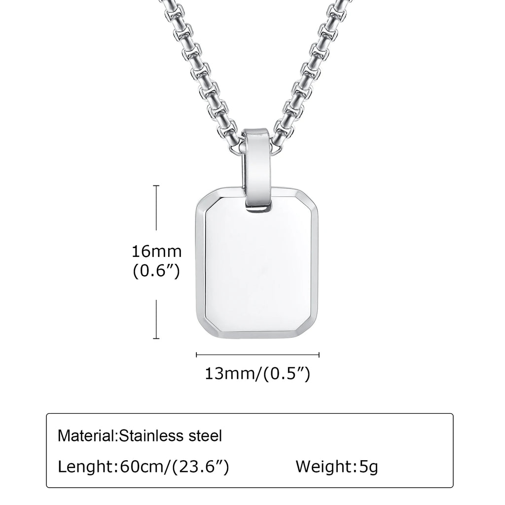 Stylish A-Z 26 Letters Necklace for Men Boys,Waterproof Stainless Steel Square Pendant Necklace,Initals Alphabet Collars Gifts