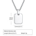 Stylish A-Z 26 Letters Necklace for Men Boys,Waterproof Stainless Steel Square Pendant Necklace,Initals Alphabet Collars Gifts