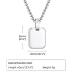 Stylish A-Z 26 Letters Necklace for Men Boys,Waterproof Stainless Steel Square Pendant Necklace,Initals Alphabet Collars Gifts