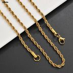 1 piece Gold Black silver Width 2mm/3mm/4mm Rope Chain Necklace/Bracelet For Men Women Man Fashion Chain Necklace