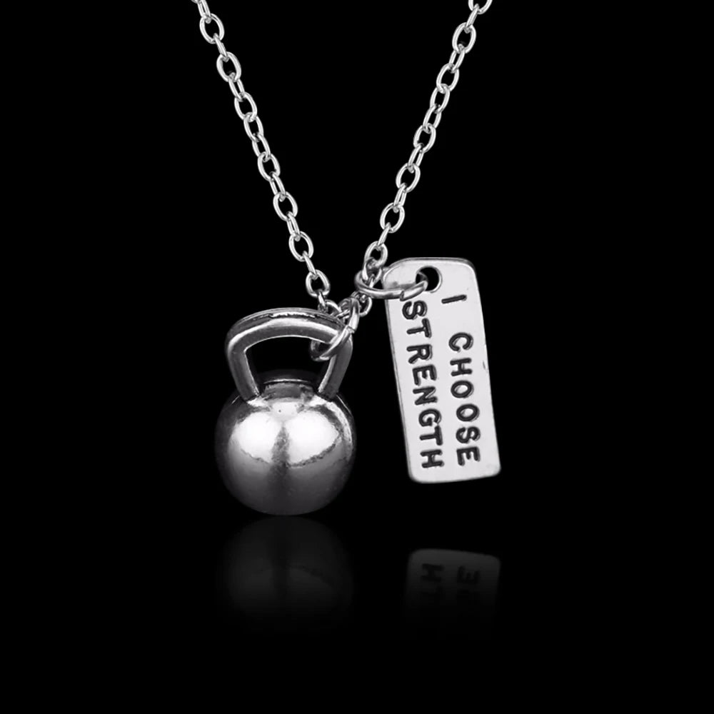 Dumbbell Barbell Letter Pendant — Stainless Steel