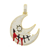 Iced Out Stainless Steel Pendant — Moon 5A CZ