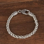Wheat Chain Bracelet 20cm Heart Lobster Clasp Thick — Silver-Tone