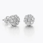 Iced Out Flower Stud Earrings — Gold