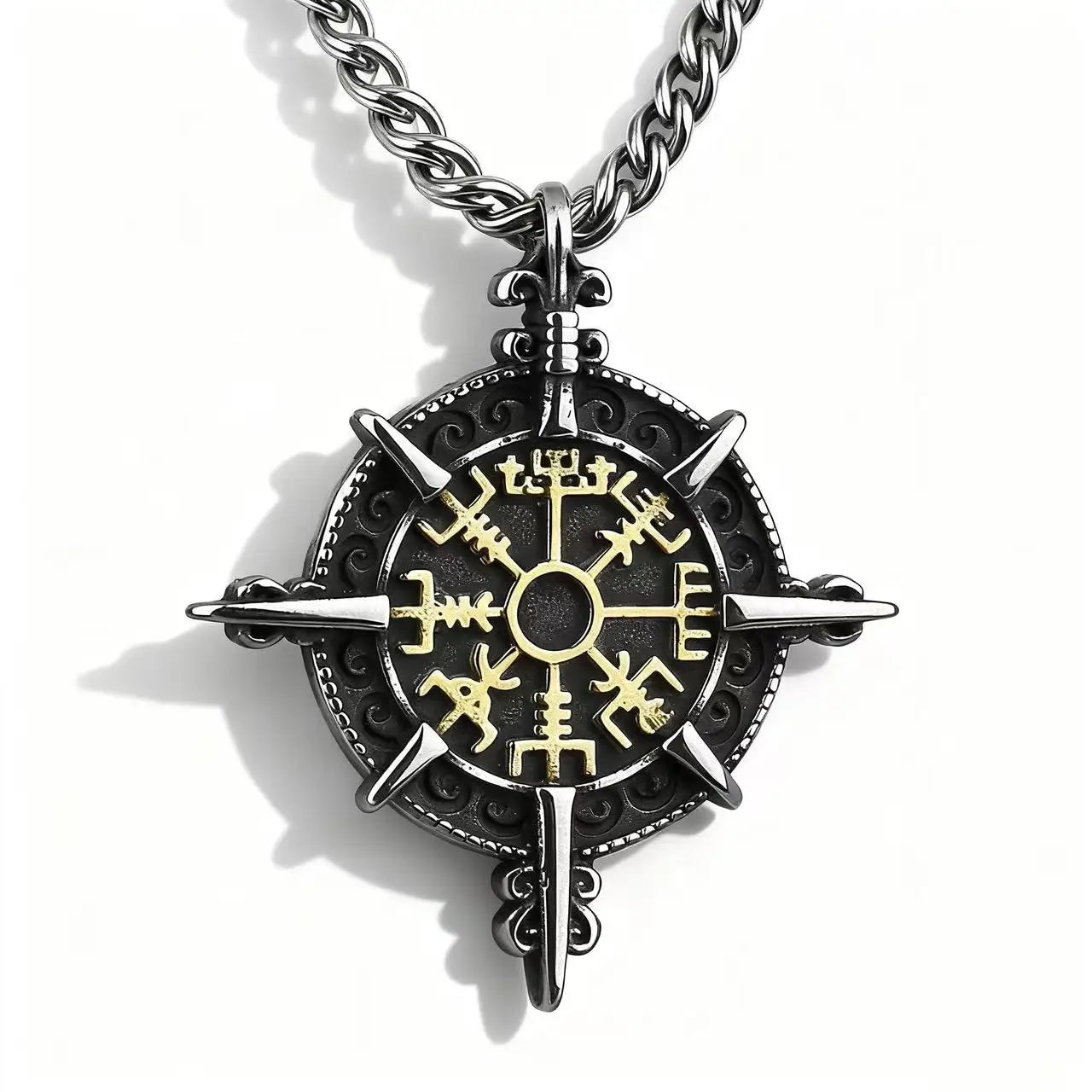 Compass Viking Steel Pendant 316L Rune