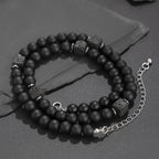 8mm Matte Black Stone Necklace for Men Jewelry Natural Onyx Square Lava Beads Necklaces Fashion Rosary Jewelry
