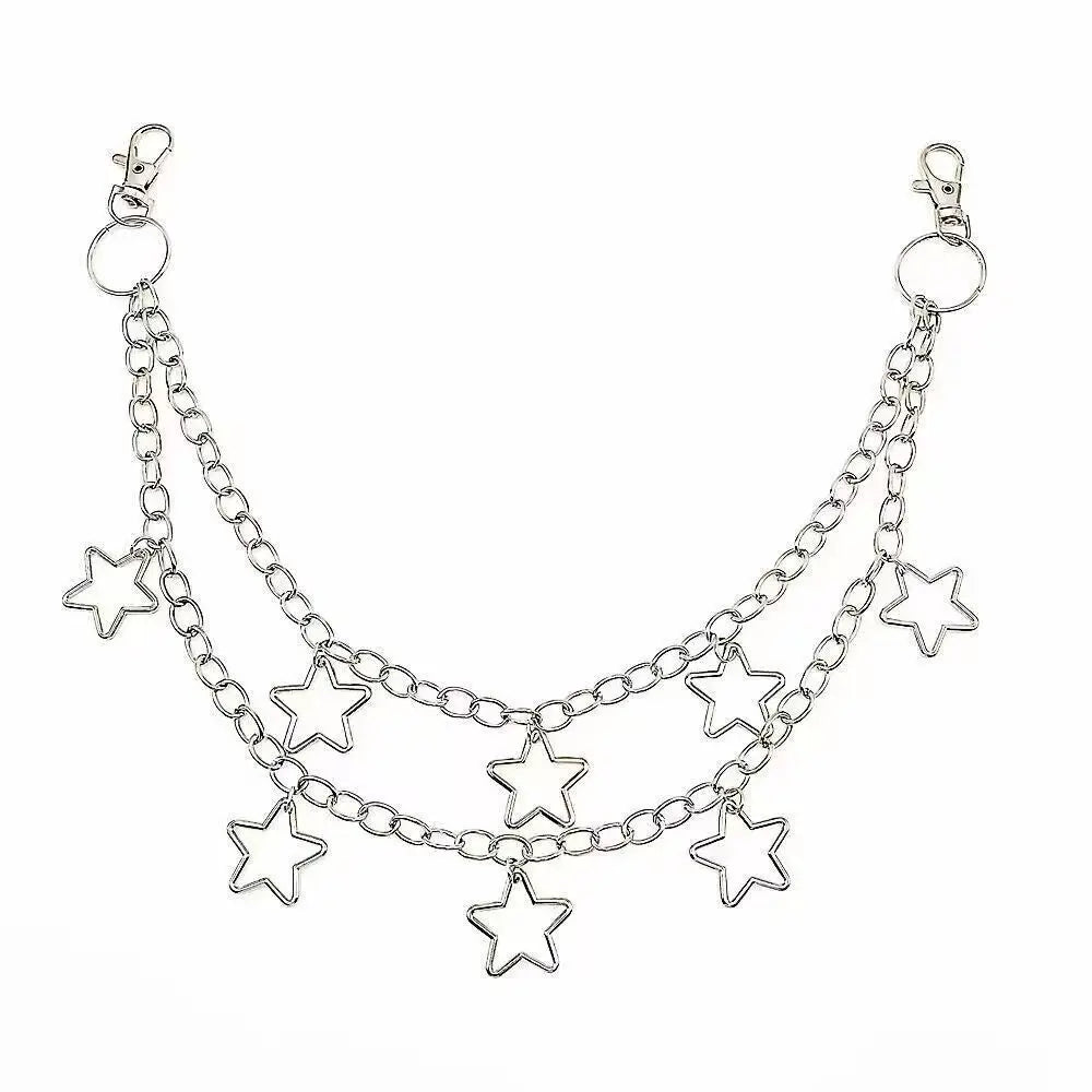Gothic Pentagram Biker Jean Pants Chain Keychain