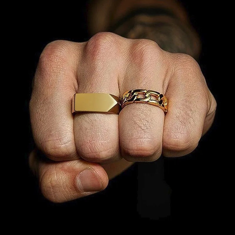 Curb Link Chain Ring — Stainless Steel