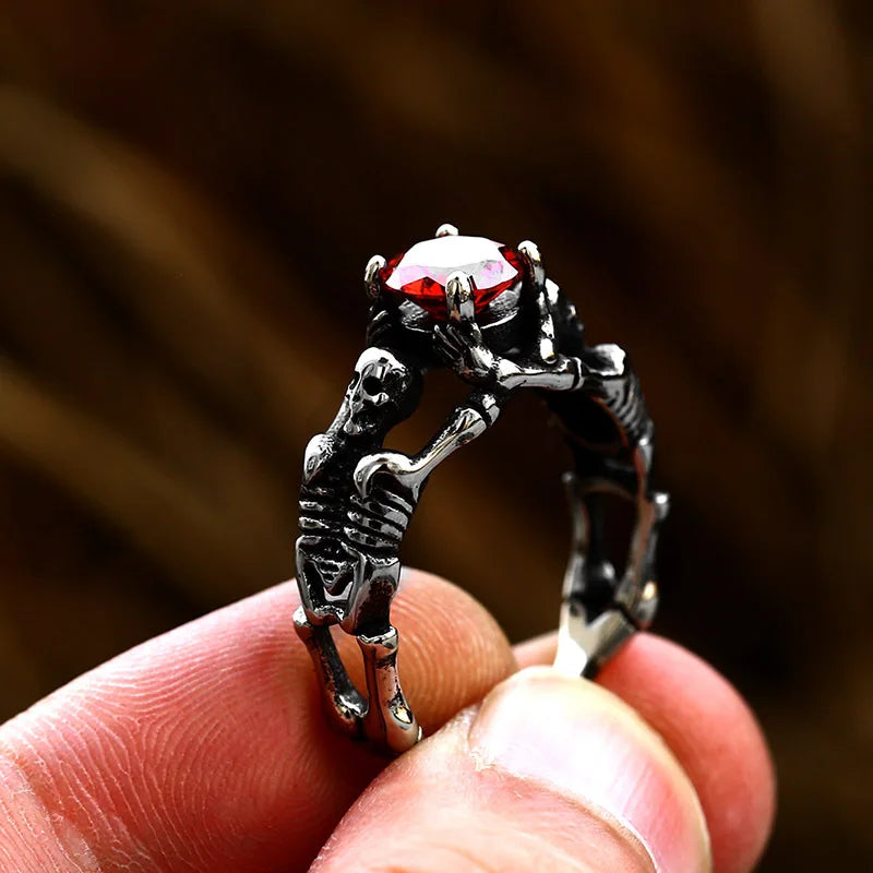 Skull Gemstone Ring — Stainless Steel