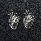 Anatomical Human Heart Pendant Necklace — Silver-Tone Gothic