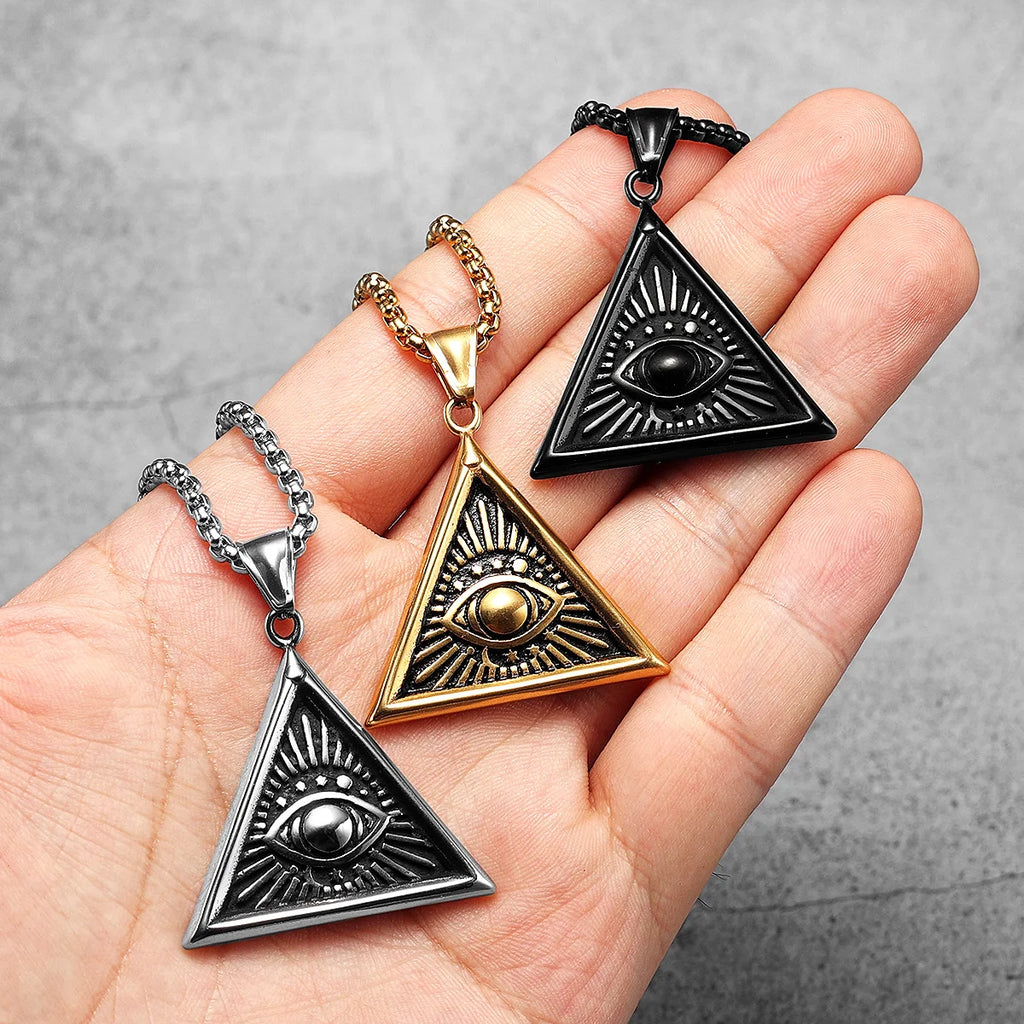 Masonic Eye Pendant Necklace — Stainless Steel