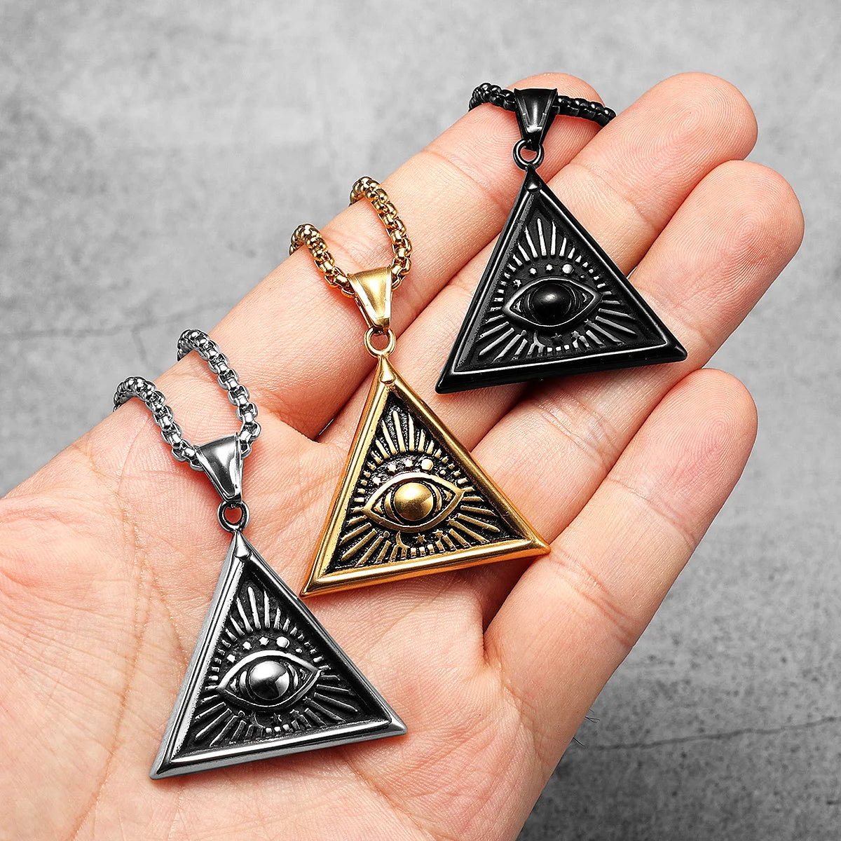 Masonic Eye Pendant Necklace — Stainless Steel