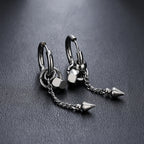 Silver Chain Spike Dangle Earrings Stainless Steel