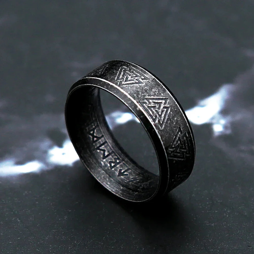 Viking Valknut Rune Amulet Ring — Stainless Steel