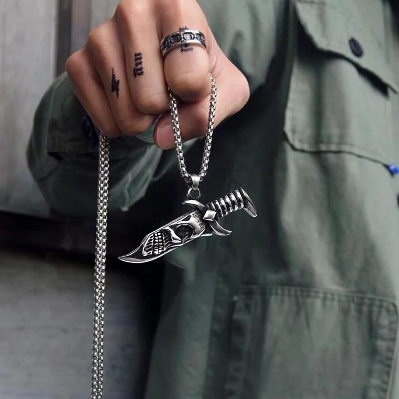 Men's Necklace Stainless Steel Skull Pendant Vintage hip-hop Jewelry Silver Color Male Neck Chain Punk Jewelry