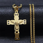 Saint Benedict Jesus Crucifix Chain Necklace — Stainless Steel