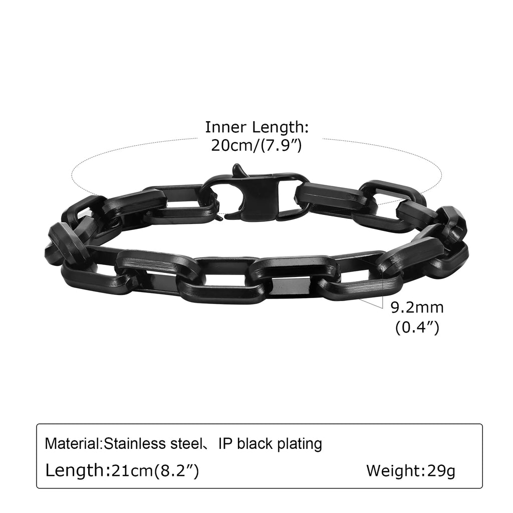 Silver Rectangle Chain Bracelet — Stainless Steel