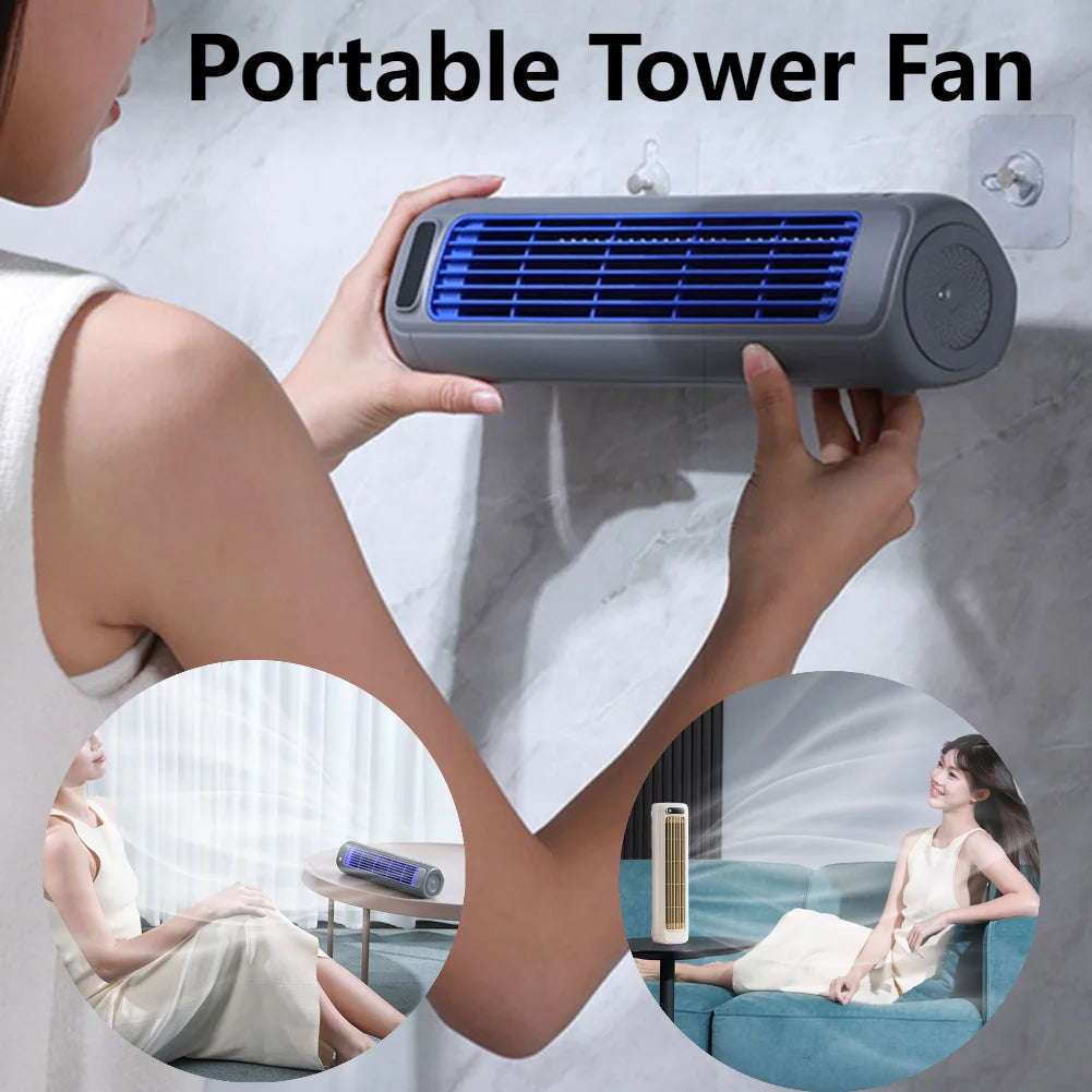 5V Tower Fan USB Charging Portable Air Conditioner Electric Wall Mount/Standing Fan Bladeless Summer Fan for Home
