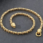 Gothic Double Snake Head Face Necklace for Man Gold Color Stainless Steel Men's Choker Chains Fashion Male Jewelry