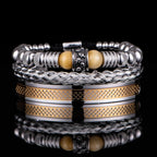 3pcs Set Men Bracelet Stainless Steel Rope Bangles Men Skull Bracelets with Tigereye Natural Stone Gift Accessories