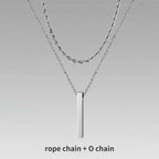 Vertical Bar Rope Cuban Chain Pendant — SS