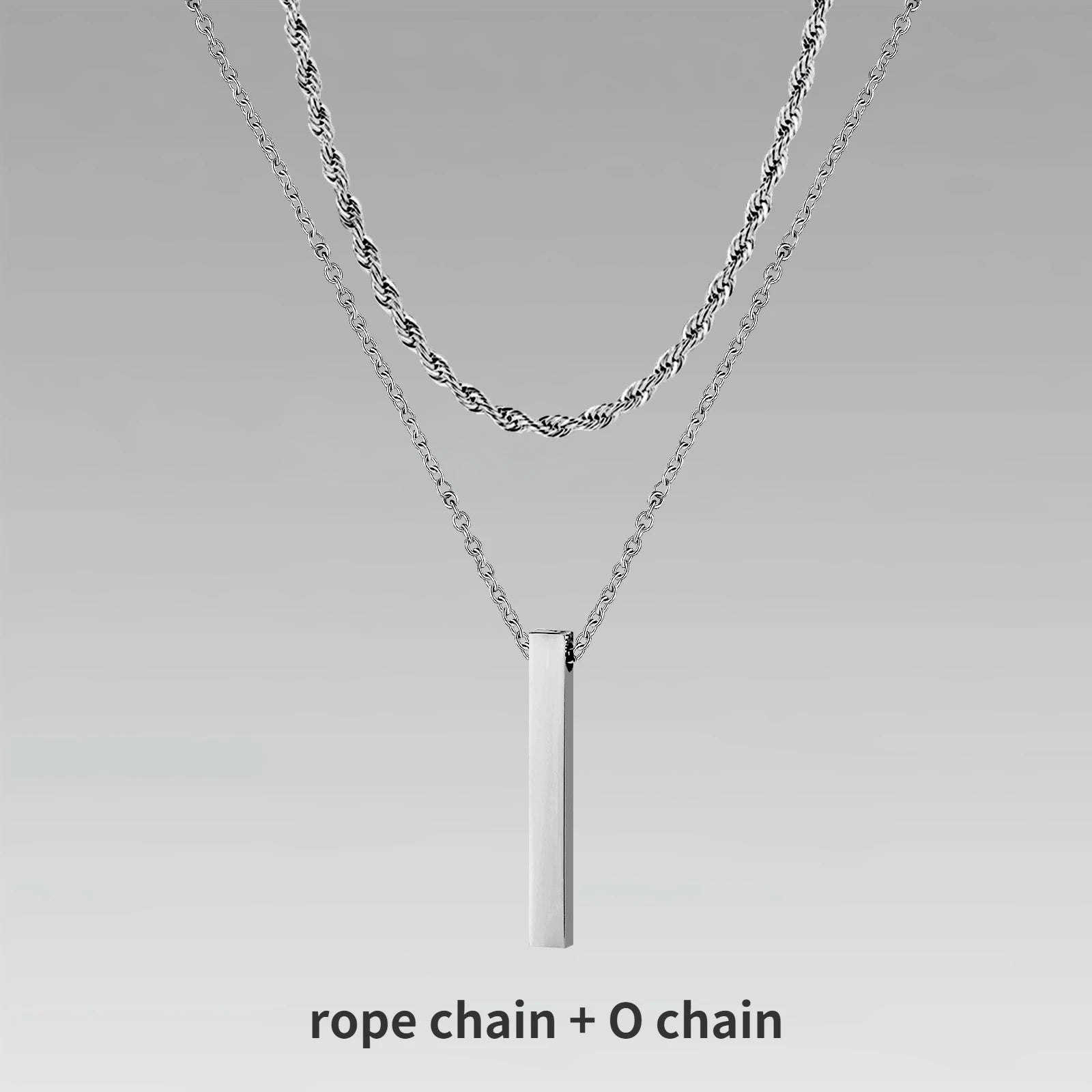 Vertical Bar Rope Cuban Chain Pendant — SS