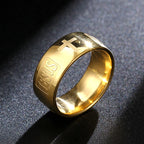 English Titanium Steel Christian Cross Bible Ring for Men and Women Personalized Ring Customize Ring Engraved Ring