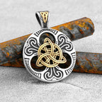 Retro Norse Rune Celtic Knot Necklace Gold Color Stainless Steel Viking Symbols Valknut Pendant Punk Male Gift Jewelry